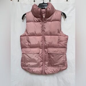Women's Puffer Vest Zipper Quilted Blush Pink Small